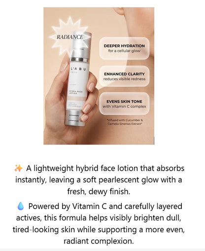 Hydra Face Lotion- Vitamin C +  Complex    smaller-molecule hydration for instant glow.